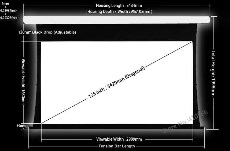 EC2 135inch Tab - tension Screen Dimension