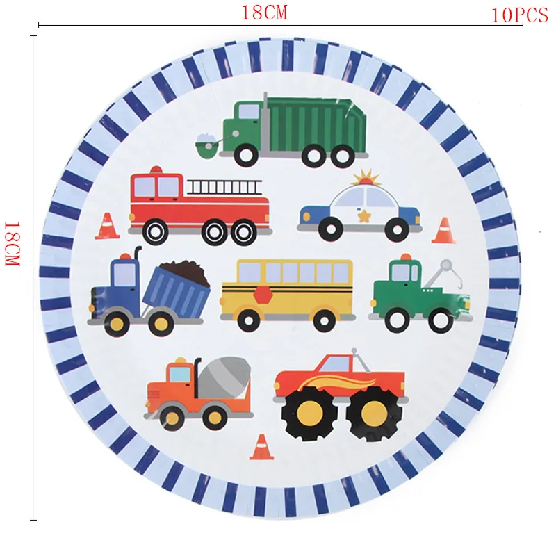 Baby shower Construction vehicle theme birthday decoration baby child birthday party supplies baby shower decoration car party - Цвет: plate 7inch10pcs