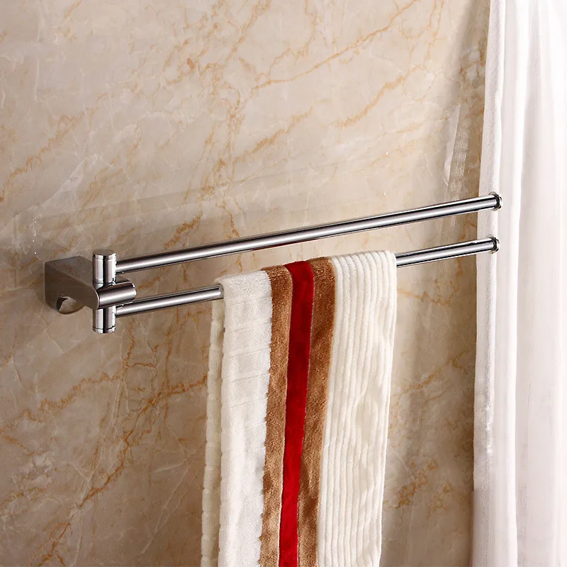 Antique Chrome Polish Luxury Square base Towel Bar 2 Layer Wall Mounted Brass Silver Towel