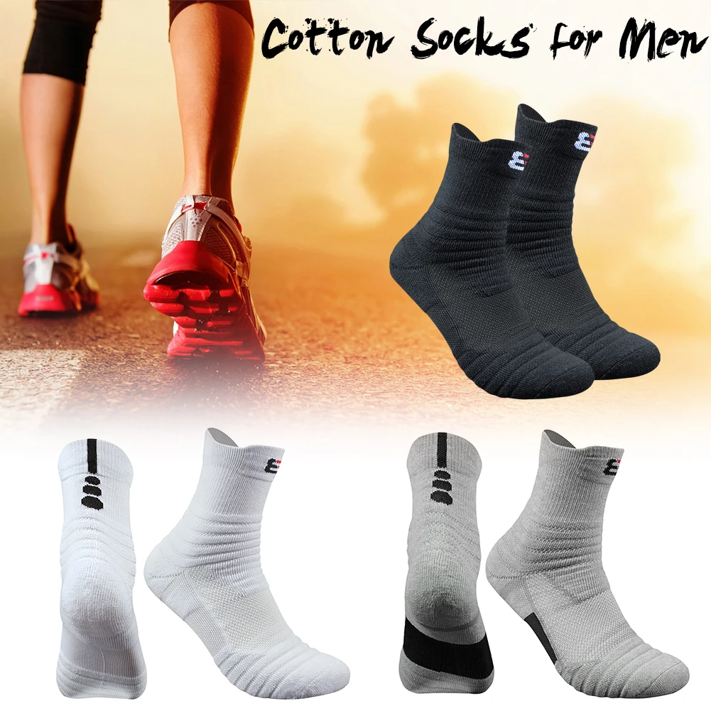 1 пара, баскетбольные носки, мужские длинные уплотненные хлопковые носки с махровой подошвой, спортивные носки для бега, бадминтона, тенниса, средней длины