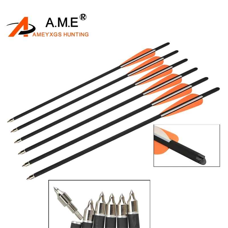 

12Pcs 16" Arrows Archery Carbon Arrow With Replacement Broadhead For Shooting Practice Target Accessories Broadhead Arrow