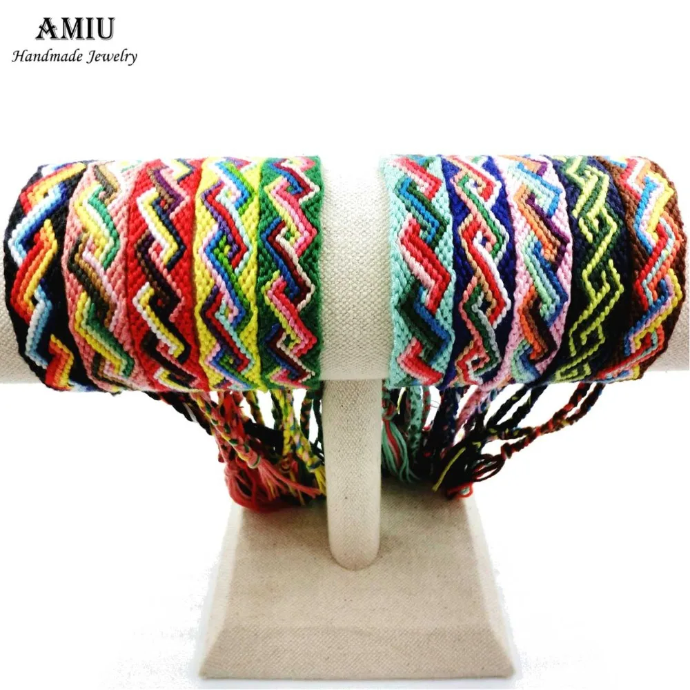 AMIU Handmade Wholesale Cotton Friendship Bracelets Custom Wrap Woven