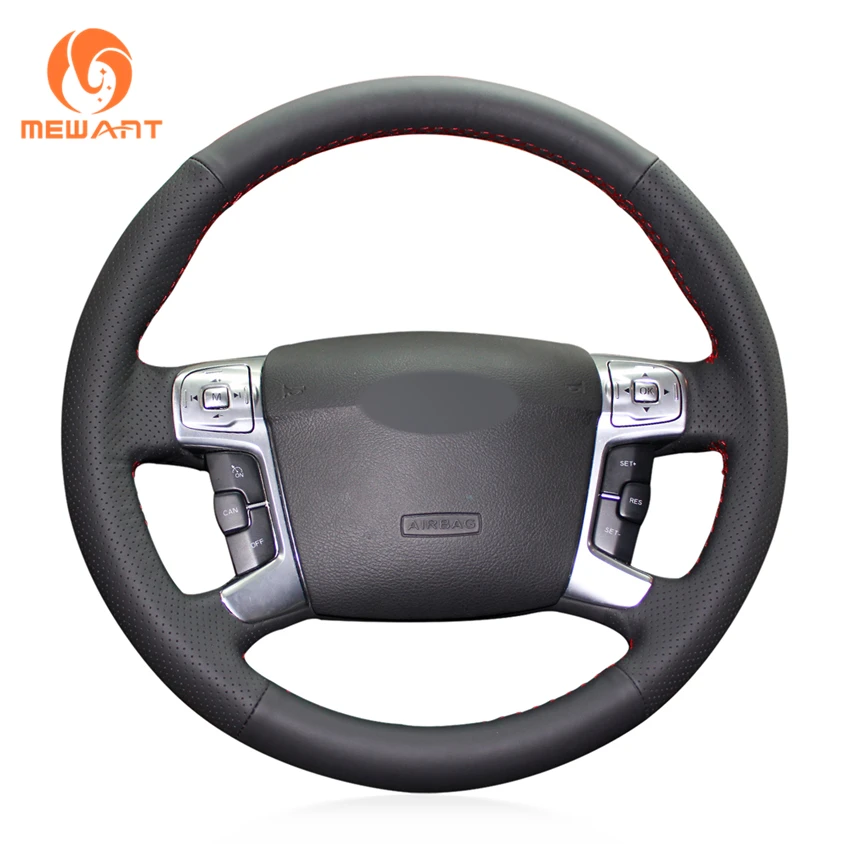 

MEWANT Black Artificial Leather Car Steering Wheel Cover for Ford Mondeo Mk4 2007-2012 S-Max 2008