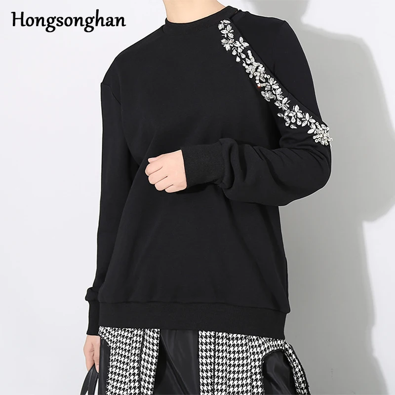 Hongsonghan 2018 новые осенние/зимние толстовки INS Hong Kong стиль с бриллиантами