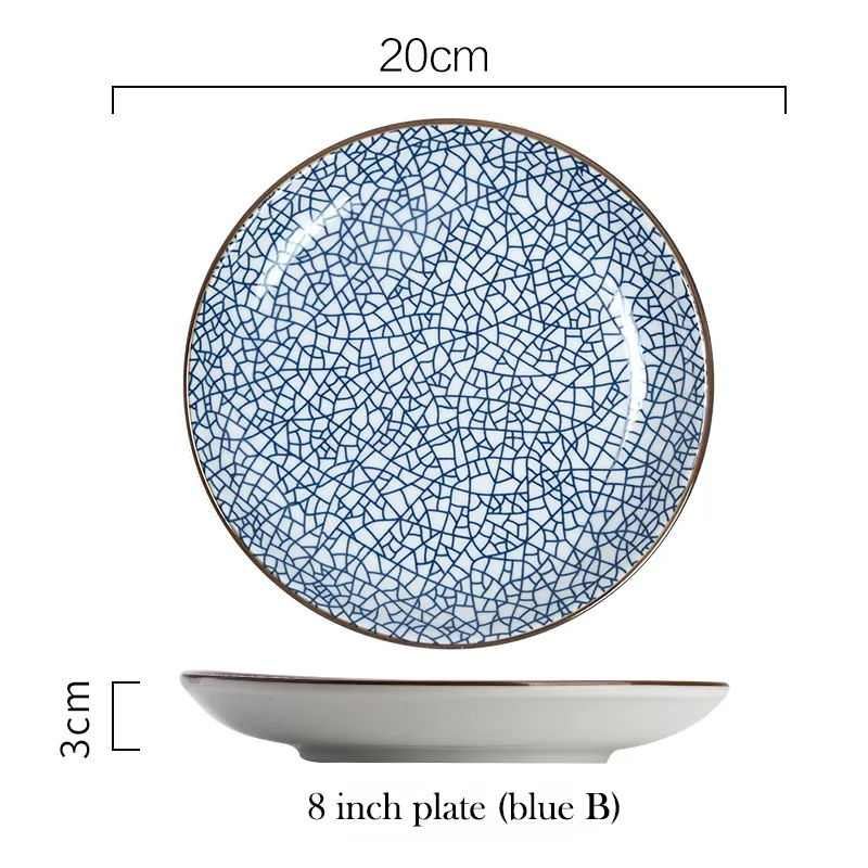 1 шт. японская обеденная тарелка керамическая тарелка Desset рисовые обеденные блюда круглая столовая посуда 6,5 дюймов/8 дюймов - Цвет: F