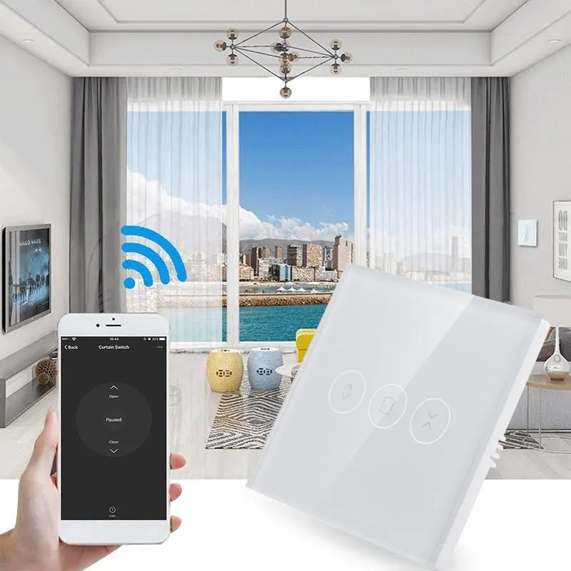 

Wifi Electrical Blinds Switch Timing Delay Phone APP Voice Control Touch Control Wifi Curtain Roller Switch Smart Home EU