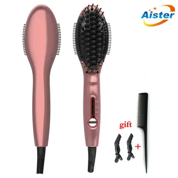 

Professional Hair Straightener Brush Mini Negative Air Ions Hair Comb Tourmaline Nano Ceramic Electric Hair Straightener Brush