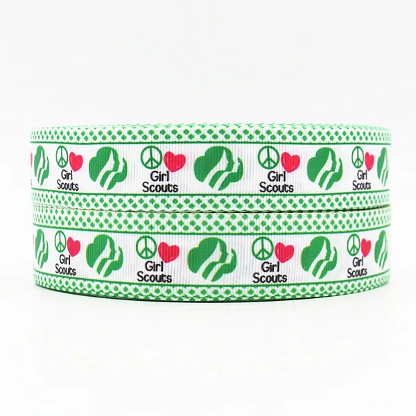 

wm 10 yards lot 1 inch 25mm 150714008 girl scouts design printed grosgrain ribbon