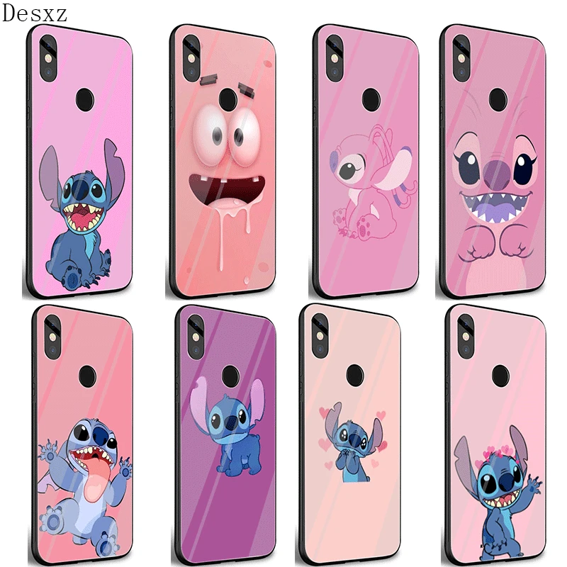 

Bag ShellDesxz Glass Phone Case For Xiaomi Mi F1 A1 A2 5X 6X Redmi Note 5 6 7 Pro 6A 4X Cover Lilo & Stitch Pink Poster