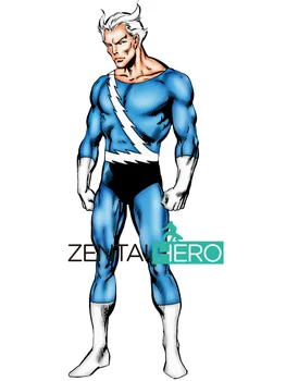 

Free Shipping X-men Quicksilver Cosplay Costume Blue And White Spandex X-men Male Comic Superhero Costume Halloween Bodysuit