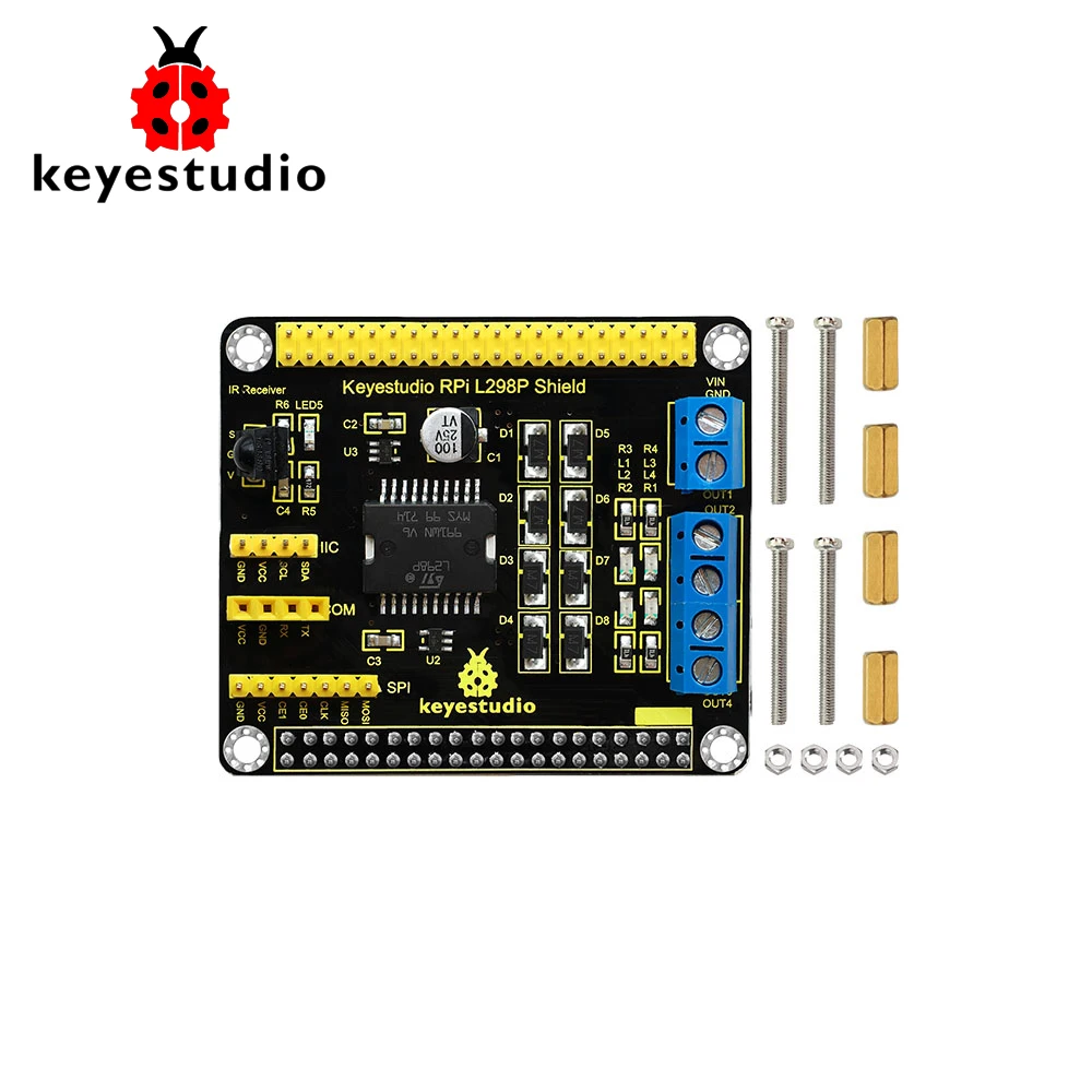 Модуль привода Keyestudio RPI L298P для Raspberry Pi 4B/Arduino|Аксессуары демонстрационных стендов|