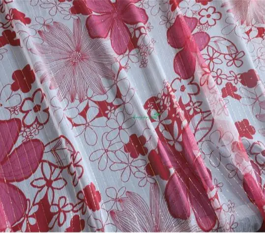 

11.11 Silk fabric 100% white silk series On gold Pink Butterfly treatment DIY fabric 11.11