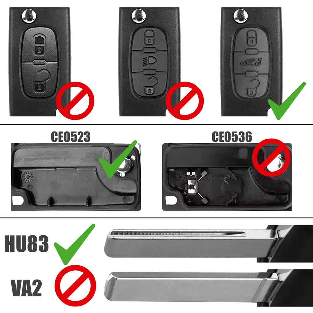 OcioDual CE0523 HU83 Trunk 3 кнопки чехол для выкидного ключа Peugeot 206 207 306 307 308 407 607 806 Citroen C2 C3 C4 C5