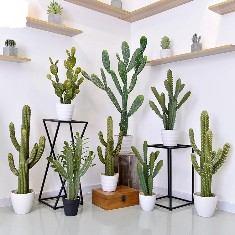 

artificial PU Cactus Potted Bonsai Home Shop Decorating Tropical Desert Plants cactus decoracion greenery artificial plant