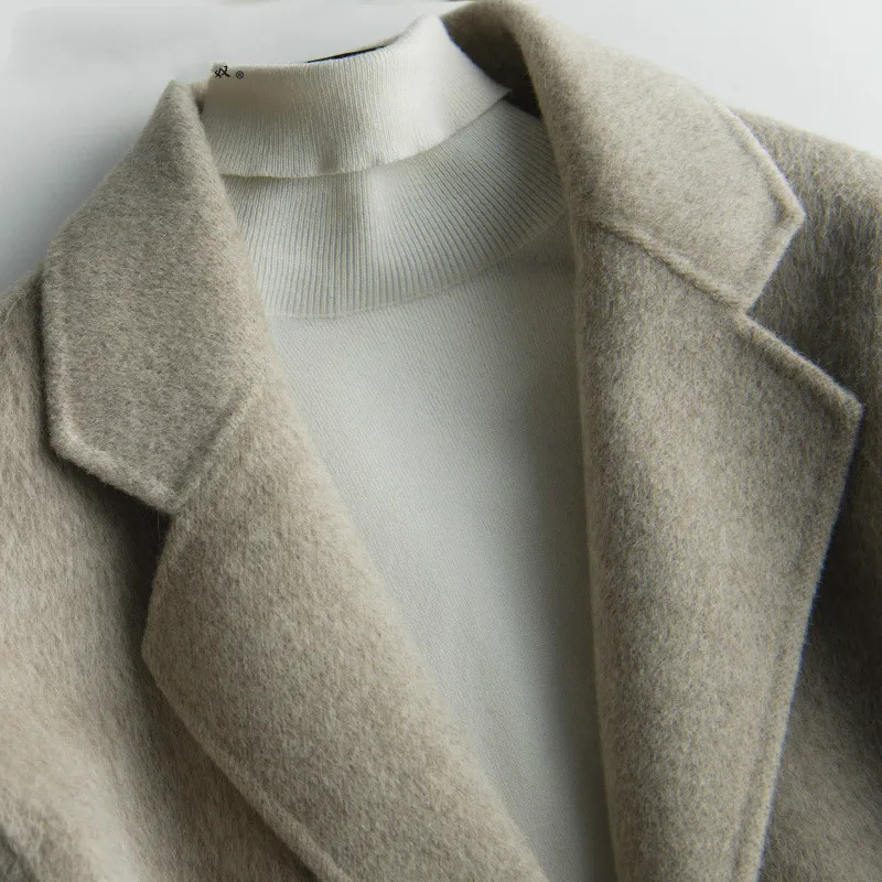 37% Шерсть альпака 63% пальто осень зима куртка женская одежда корейское двухстороннее шерстяное пальто Casaco Feminino длинное пальто ZT739
