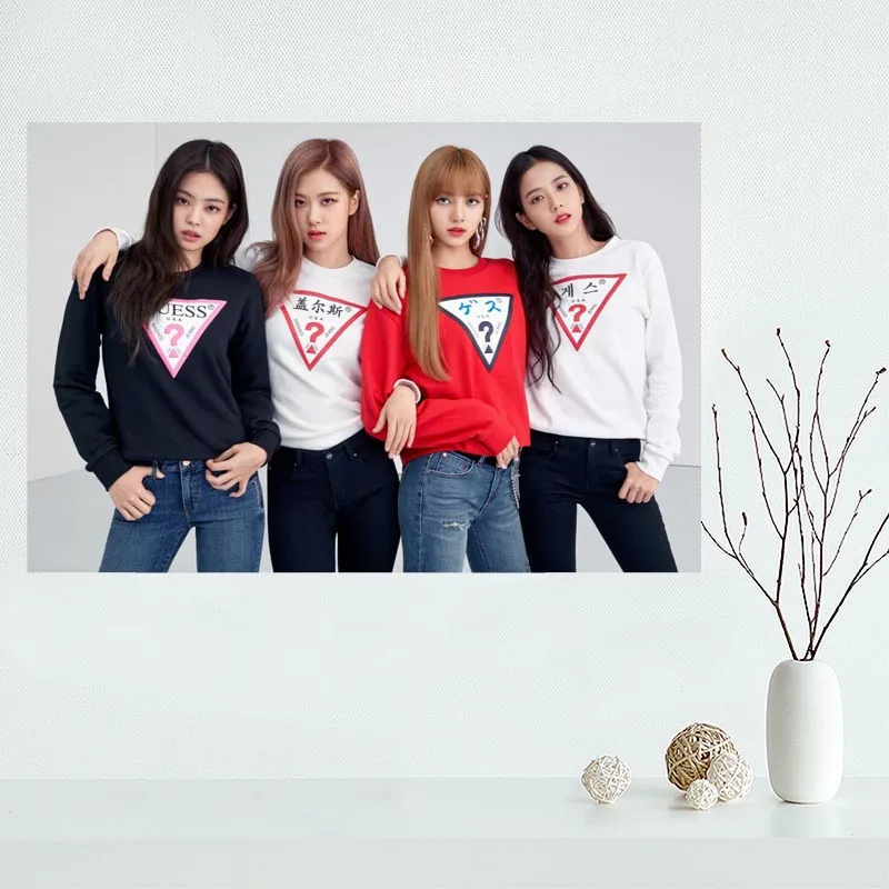 

Custom Kpop Blackpink Poster Wall For Living Room Art Poster Decoration Silk Fabric Bright Smooth No Frame Morden Print Wall
