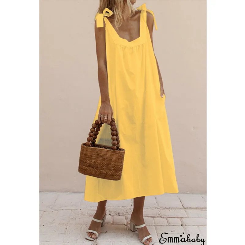 

Fashion Women Ladies Summer Boho Holiday Strappy Floral Long Dress Sleeveless Casual Loose Party Beach Sundress New W3