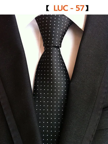 Модные галстуки 8 см классические мужские полосатые галстуки темно-синие красные свадебные галстуки шелковые жаккардовые тканые мужские галстуки в горошек - Цвет: A57