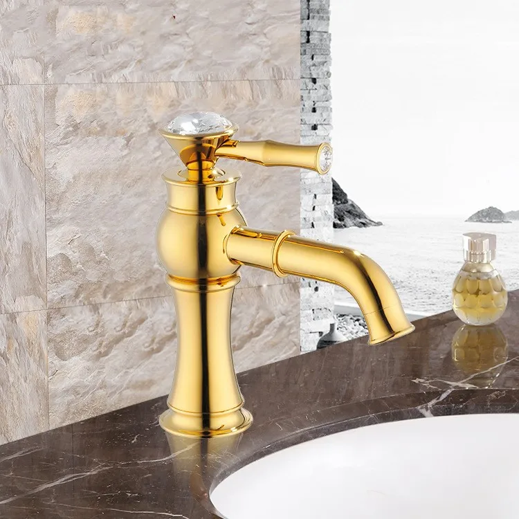 Luxury Bathroom Sink Brass Single Hole Single Handle Lavatory Faucet