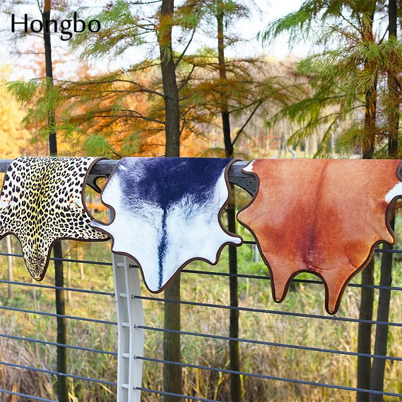 

Hongbo Leopard Cow Wolf Printed Carpet Flannel Imitation Leather Rugs Cowhide Animal Skins Natural Shape Carpets Decoration Mats