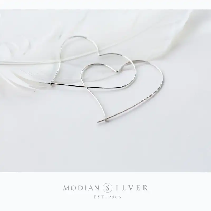MODIAN Лидер продаж, модные Простой Привлекательный серьги сердечка из стерлингового серебра 925 пробы, классические большие круглые серьги для женщин, свадебные украшения