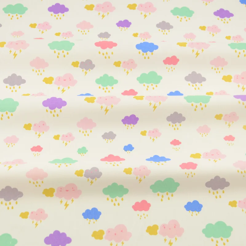 LOVELY Grey Black Blue Cloud 100/% COTTON FABRIC