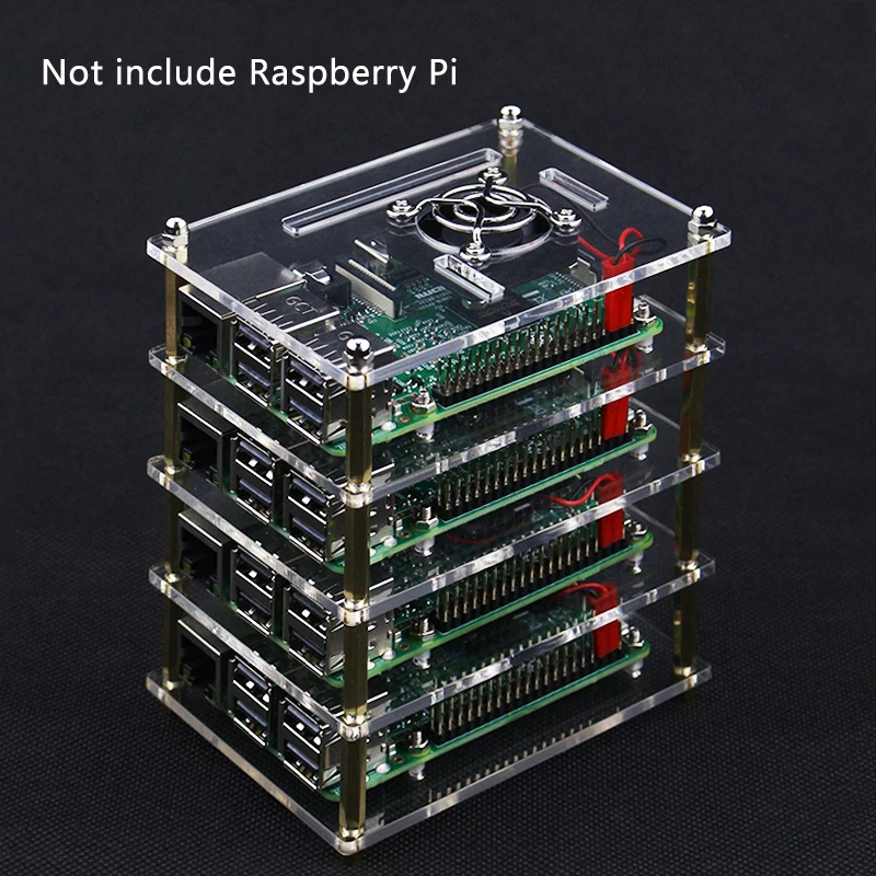 Для Raspberry Pi 4 акриловый чехол многослойная коробка корпус с процессорным вентилятором кулер металлический чехол для Raspberry Pi 3 Model B 3B Plus 2B