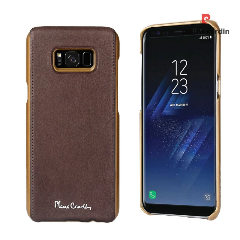 Чехол Pierre Cardin из натуральной кожи для samsung Galaxy S8/S8 Plus, роскошный тонкий жесткий чехол с металлическим логотипом для samsung S8, сумка