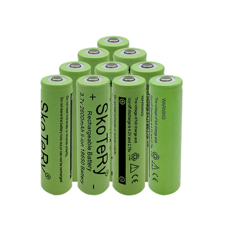 SkoTeRy 3X2600mAh 3,7 V 18650 аккумуляторная литиевая батарея Емкость и низкое внутреннее сопротивление для фонарика зеленый