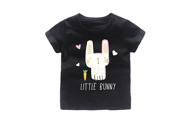 Одежда для маленьких мальчиков детские футболки топы с принтом кролика для девочек, футболка с Короткими Рукавами Летняя футболка От 2 до 9 лет, одежда