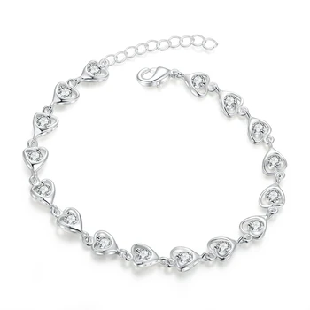 

Exquisite Wedding Engagement Bracelets Fine 925 Sterling Silver Shining Clear CZ Cubic Zirconia Bangles For Bride