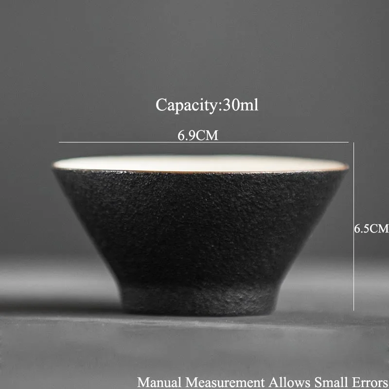30 мл винтажный Японский стиль грубая керамика маленькая чайная чашка черный дзен керамическая кунг-фу чайный сервиз аксессуары посуда для напитков дома чашки для Саке - Цвет: Черный