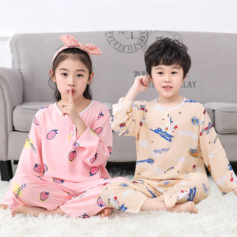 Summer new children's pajamas cute cartoon boys air conditioning home clothes long-sleeved pants suit 9425 |