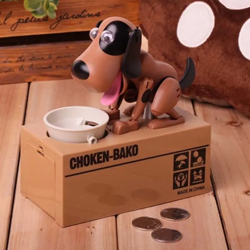 Чокен щенок голодный питание копилка с собакой экономия денег копилка подарок - Цвет: Brown and Black
