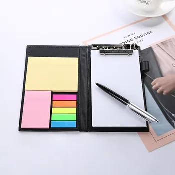 

Black Leather Memo Pad Stationery Planner Note and Pen Post It Sticky Notes Memo Writing Pads for School Office C20 D30