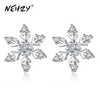 

NEHZY New ladies fashion silver earrings high quality snowflake retro flowers cute fashion jewelry
