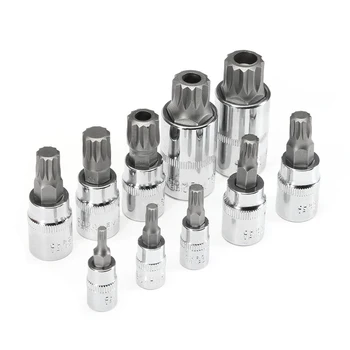 

10Pcs/Set XZN 12 Point MM Triple Square Spline Bit Socket Set Tamper Proof Cases