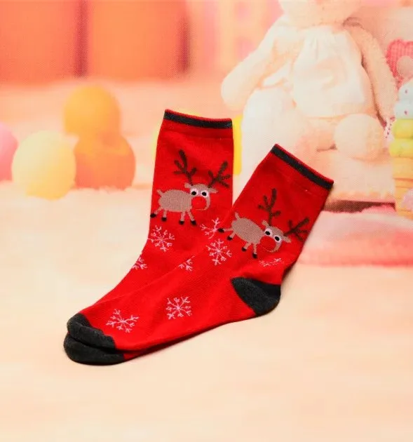 Новая распродажа, хлопковые носки с Санта-Клаусом и снеговиком, женские гольфы с рисунком лося и снежинки, повседневные рождественские женские теплые носки с принтом для взрослых - Цвет: 3