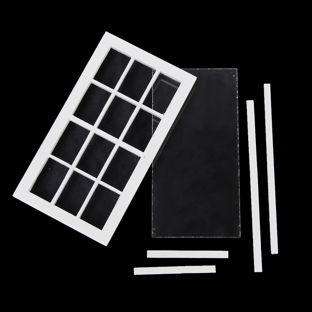 Generic 1/12 Scale Wooden 12 Pane Light Window Frame for Dollhouse Miniature Toys Gifts White