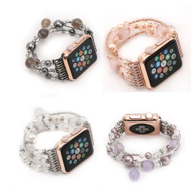 

handmade women jewery bracelet strap for apple watch series 1 2 3 4 Agate gemstone wrist band for iWatch 38mm 42mm 40mm 44mm