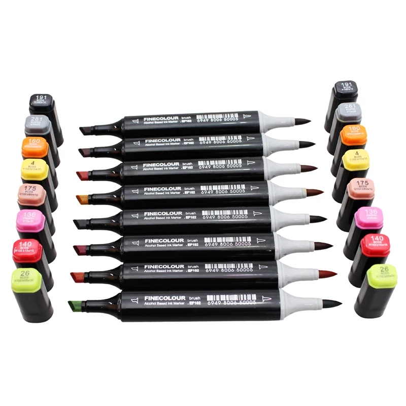 Двусторонние маркеры FINECOLOUR 36 48 60 72 цветов кисть манга спиртовые скетч для дизайна