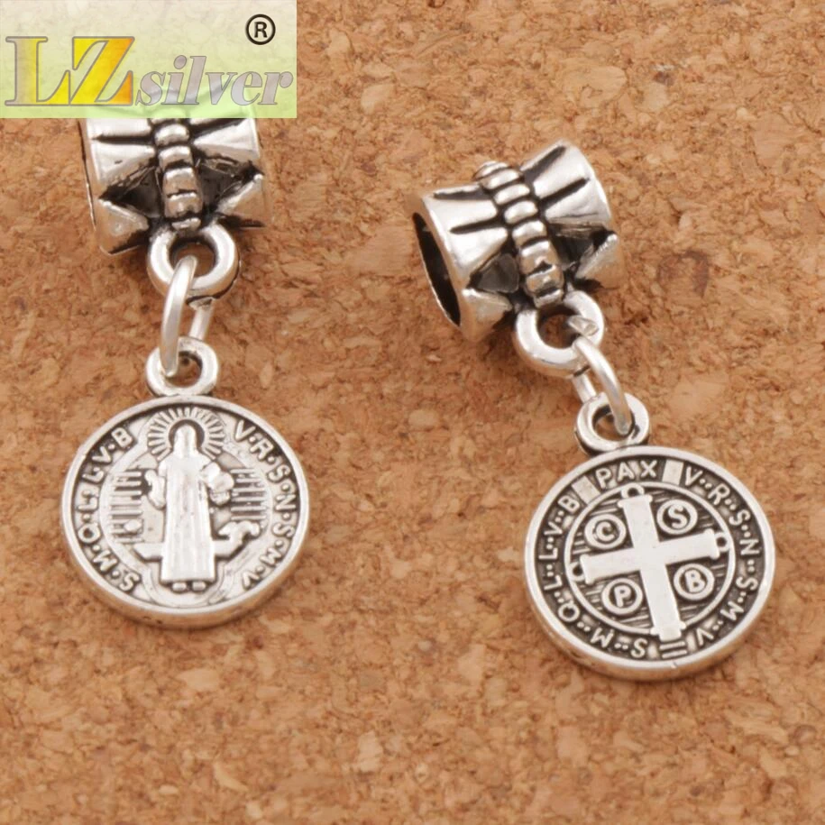 3 цвета Saint St Benedict Nursia Patron Медаль Крест Шарм бусины 10.2x24мм цинковый