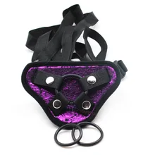 smspade Black and purple rosey PU strap on harness for strap on dildo sexy underwear for lesbian sex game,adult sex products