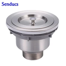 Free shipping senducs stainless steel kitchen sink drain with brushed surface kitchen drainer with basket kitchen sink drainer