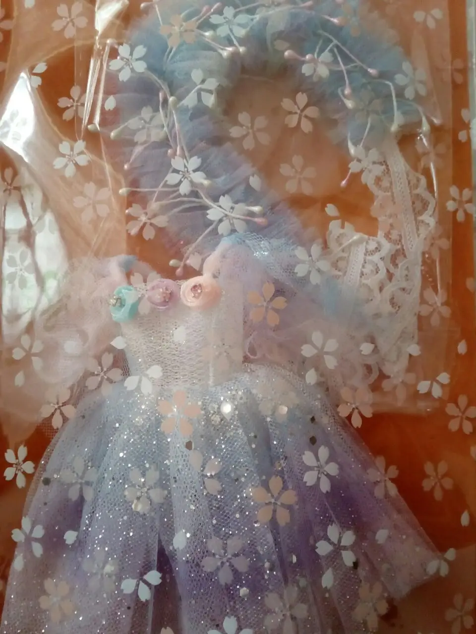 Супер фея Blyth кукла небо сияющее платье с лентой для волос для Blyth, Pullip, Kurhn, Licca, Momoko куклы 1 набор = 2 шт без куклы - Цвет: one set