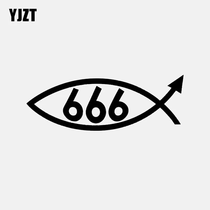 YJZT 16 3 см * 5 8 забавная 666 рыба креативная наклейка для автомобиля черная