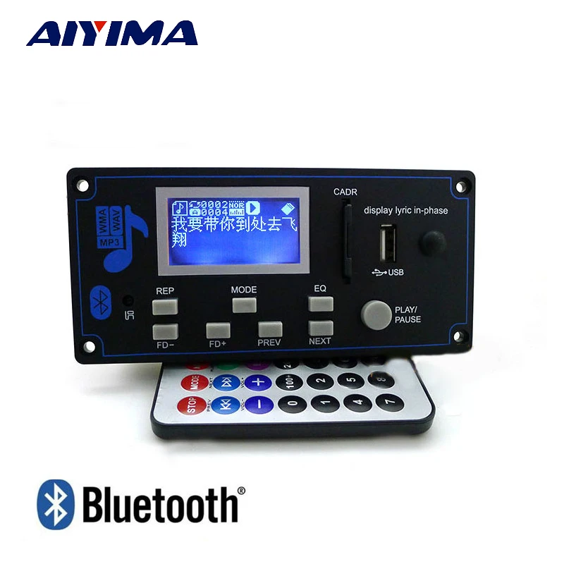 Aiyima 12 В lyric show ЖК-дисплей Дисплей Bluetooth MP3 декодирования доска fm Удаленная папка