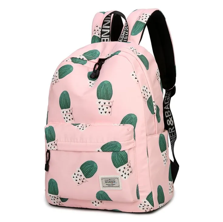 

Waterproof Polyester Women laptop bag Backpack Cactus School Bag Cute Fairy Ball Plant Pattern Printing Girls School Bags