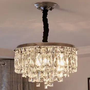 

18" New Modern Crystal Living Room Pendant light Clear Glass pieces Decorated Restaurant Pendant lamp Bedroom pendant lamp