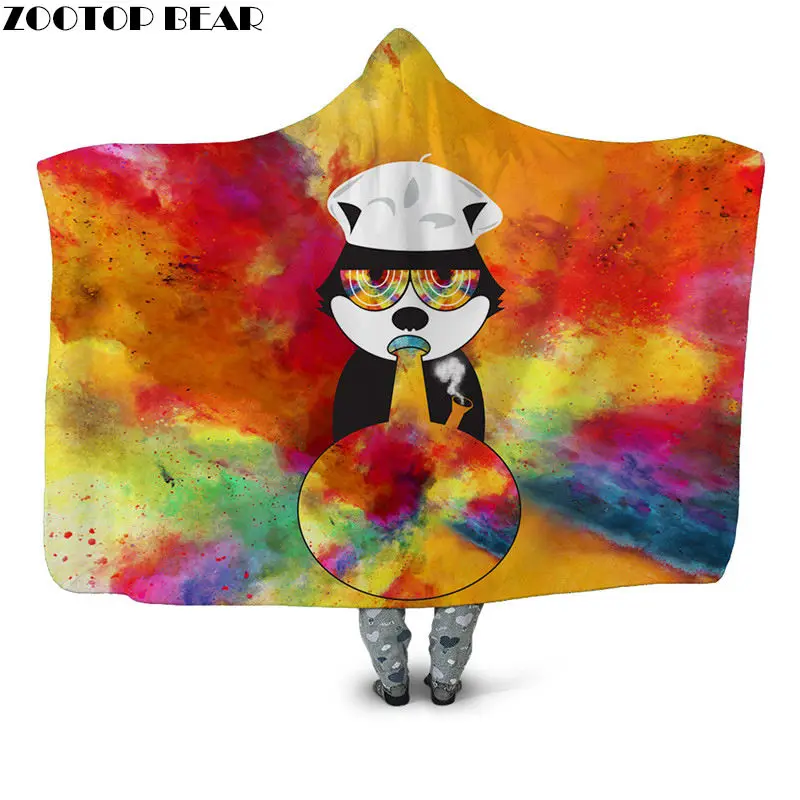 Черное дизайнерское одеяло с капюшоном с черепом, модное дорожное молодежное одеяло для кровати, переносное Флисовое одеяло с 3D принтом, плюшевое одеяло на искусственном меху - Цвет: HBKH1128